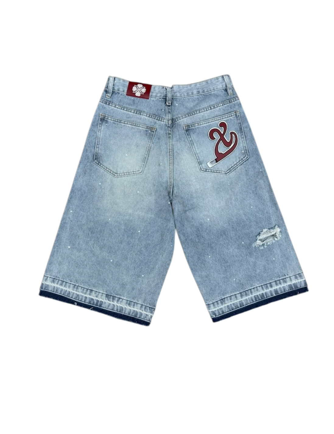 Leather Patch Denim Shorts