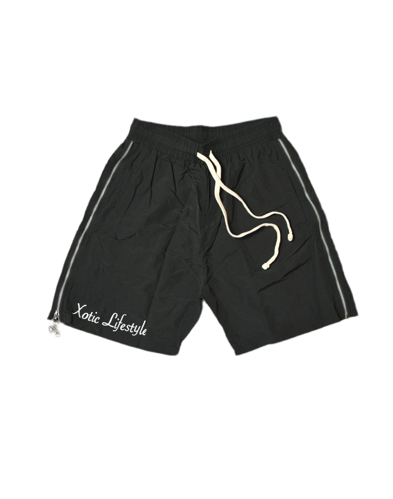Xotic (Midnight Black)zip up logo nylon shorts