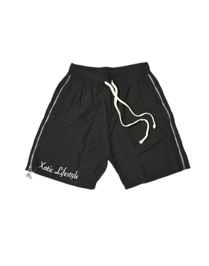 Xotic (Midnight Black)zip up logo nylon shorts